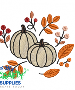 Pumpkin and Leaves 820 Embroidery Design