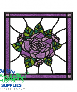 Purple Rose Stained Glass Embroidery Design