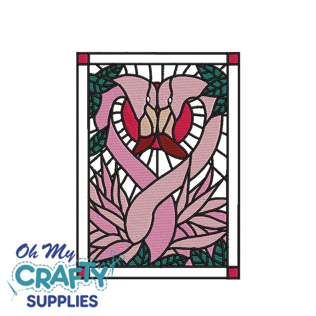 Flamingo Stained Glass Embroidery Design