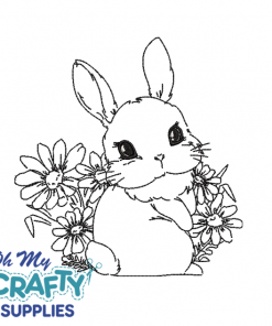 Sketch Bunny with Flowers 131 Embroidery Design