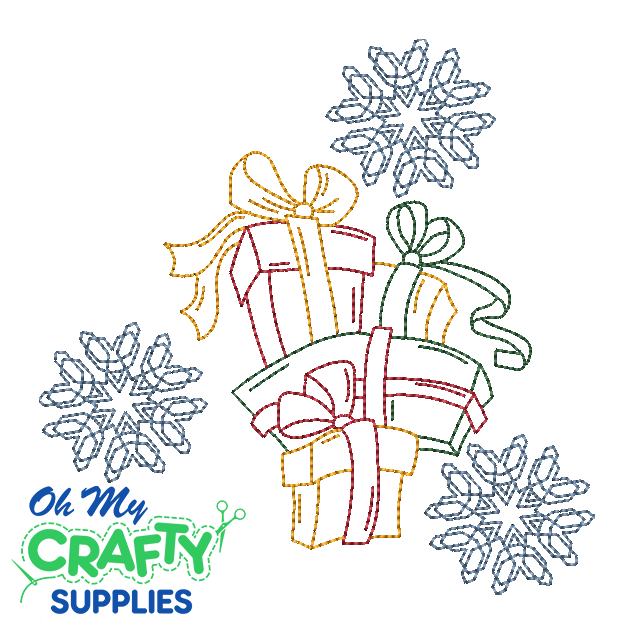 Snowflakes and Gift Boxes 104 Embroidery Design