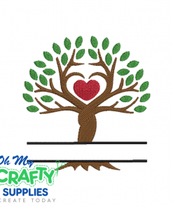 Split Family Tree with Heart Embroidery Design