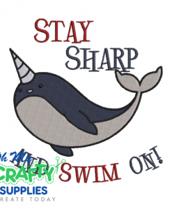 Stay Sharp Narwhal Embroidery Design