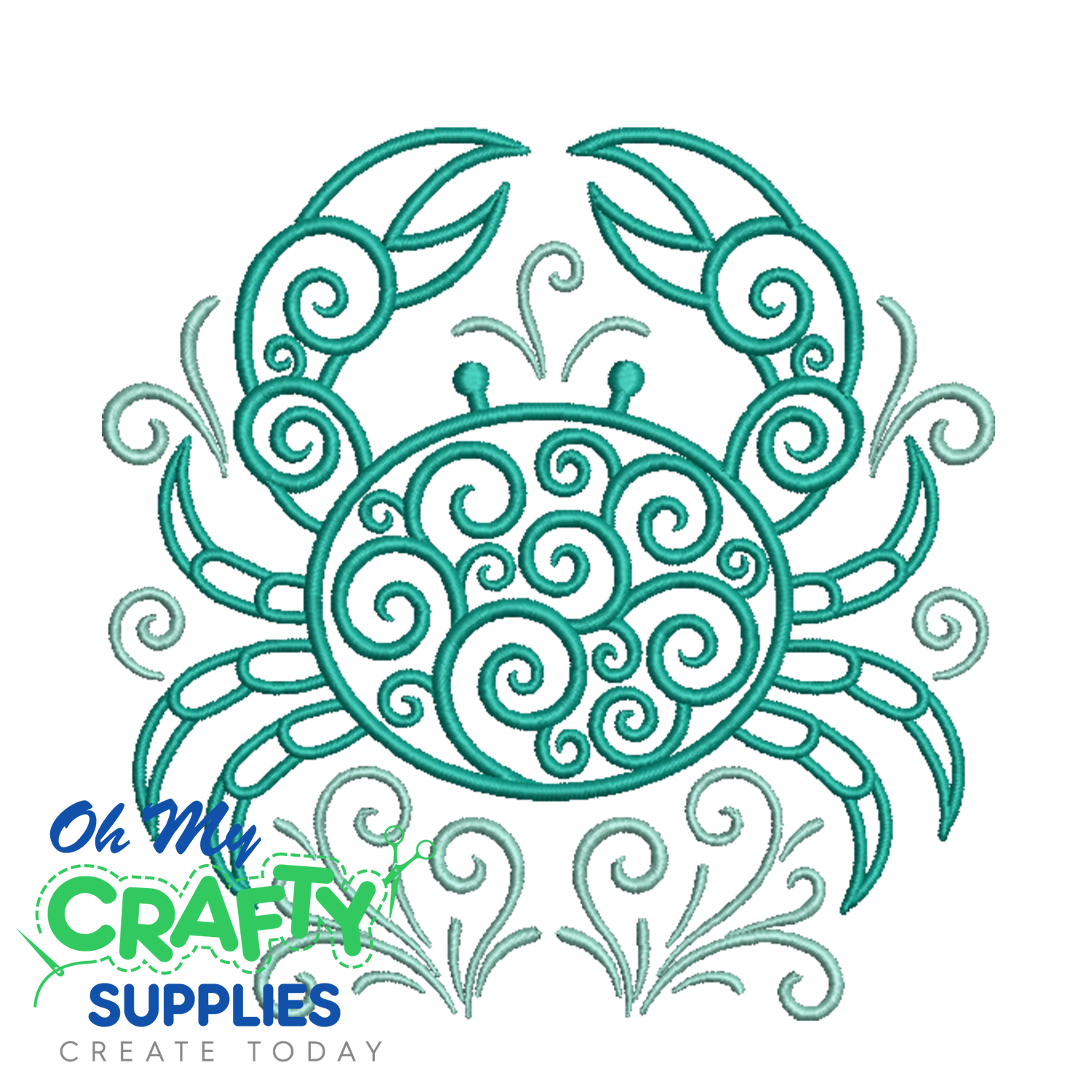 Tidal Swirl Crab Embroidery Design