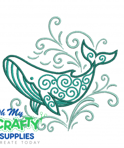 Tidal Swirl Whale Embroidery Design
