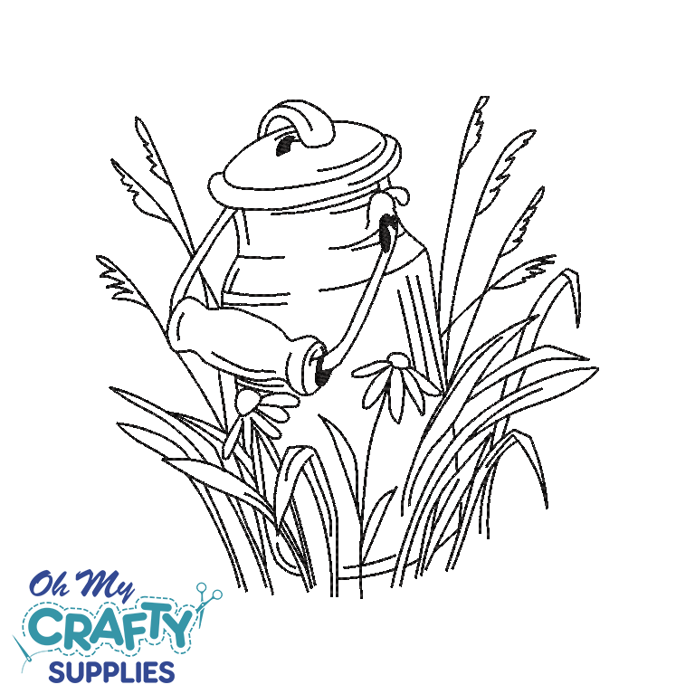 Vintage Jug Sketch Embroidery Design