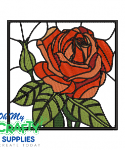 Vintage Rose Stained Glass Embroidery Design