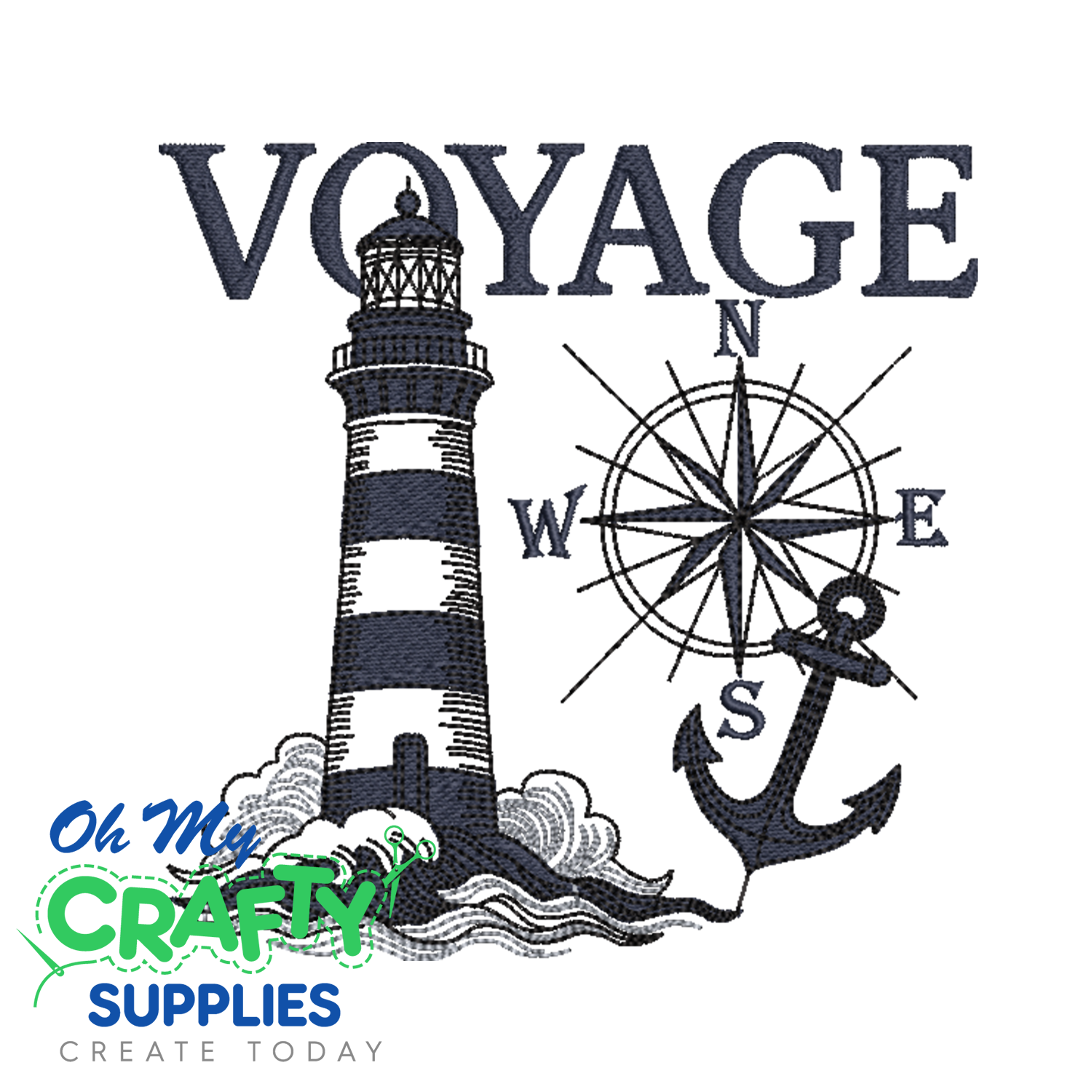 Voyage Lighthouse Sketch Embroidery Design