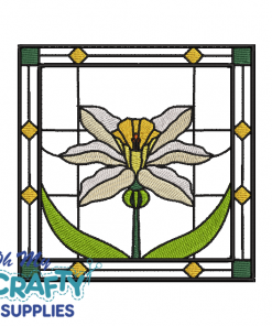 White and Yellow Lilly Stained Glass Embroidery Design