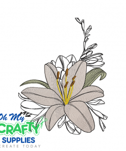 White Lily Sketch 111 Embroidery Design