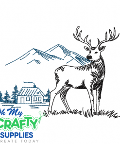 Wildlife Deer Cabin Embroidery Design