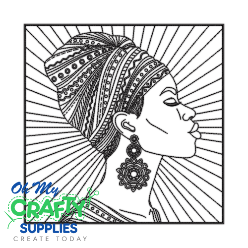 Woman In Headwear Embroidery Design