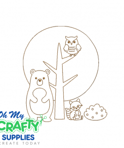 Woodland Bear and Owl 211 Embroidery Design