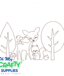Woodland Deer and Squirrel 210 Embroidery Design