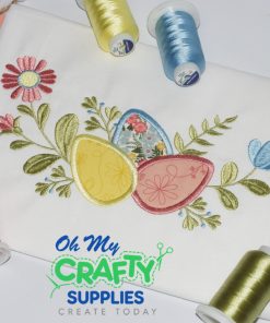 Pastel Floral Eggs Applique Embroidery Design