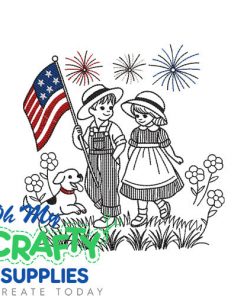 Patriotic Friends Embroidery Design