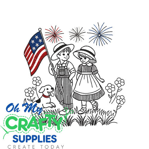 Patriotic Friends Embroidery Design