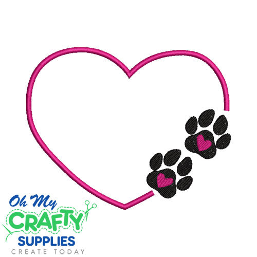 Paw Heart 124 Embroidery Design