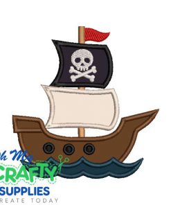 Pirate Ship Applique Embroidery Design