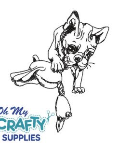 Playing Dog Embroidery Design