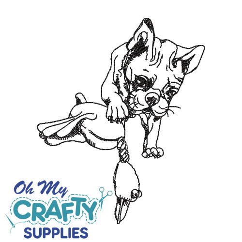 Playing Dog Embroidery Design