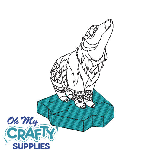 Polar Bear on Ice Embroidery Design