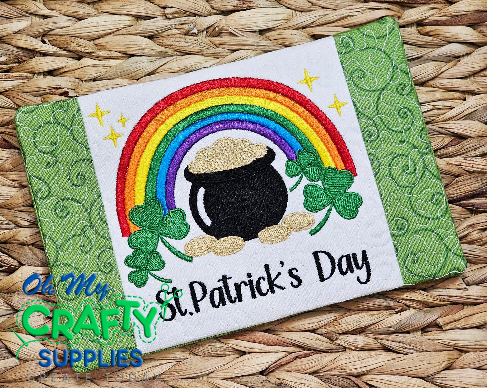 Pot of Gold Mug Rug Embroidery Design (MAD)