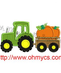 Pumpkin Tractor Applique Design