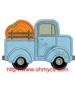 Pumpkin Truck Applique Embroidery Design