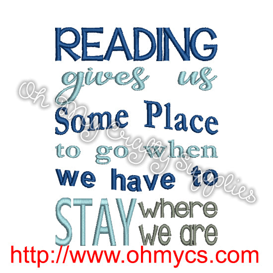 Reading Trip Embroidery Design