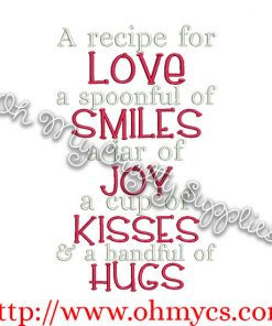 Recipe for Love Embroidery Design