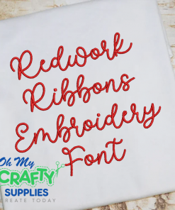 Redwork Ribbons Script Embroidery Font (BX Included)