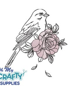 Rose Bird Sketch 42122 Embroidery Design