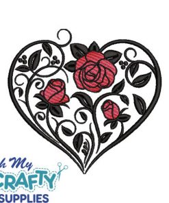 Rose Vine Heart Embroidery Design