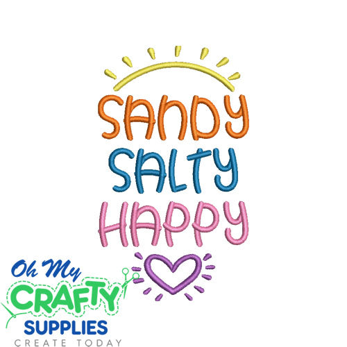Sandy Salty Happy Embroidery Design
