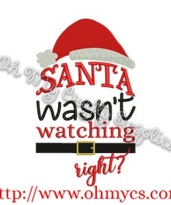 Santa wasn't watching right? Embroidery Design