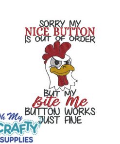 Bite me button Embroidery Design