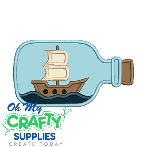 Ship in Bottle Applique Embroidery Design