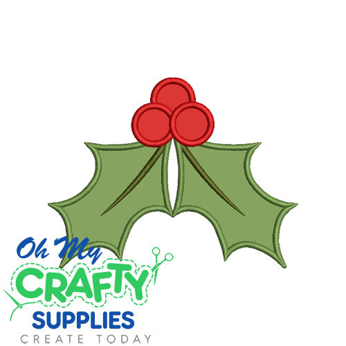 Side Holly Applique Embroidery Design