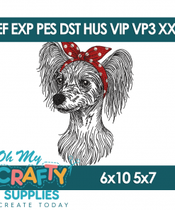 Sketch Bow Chinese Crested Embroidery Design