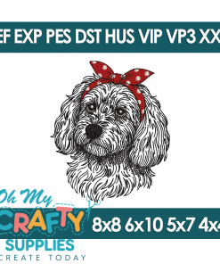 Sketch Bow Cockapoo Embroidery Design