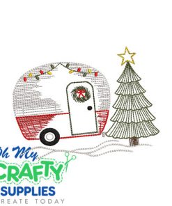 Sketch Christmas Camper Embroidery Design