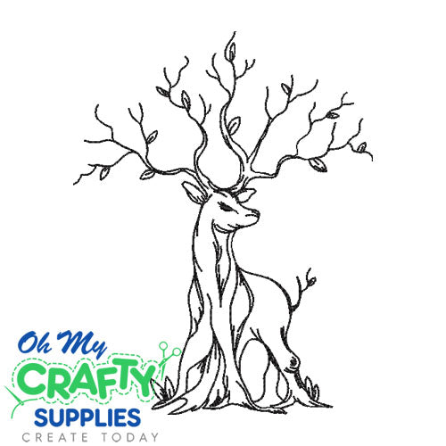 Sketch Deer Tree 1221 Embroidery Design