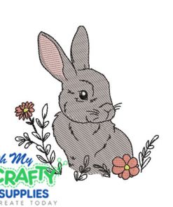 Sketch Floral Bunny 325 Embroidery Design