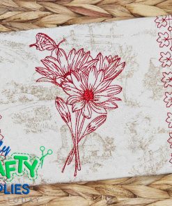 Sketch Floral Mug Rug Embroidery Design (MRM)