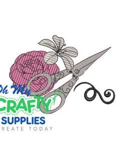 Sketch Floral Scissors 25 Embroidery Design