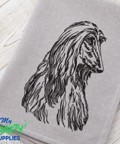 Sketch Long Hair Dog Embroidery Design