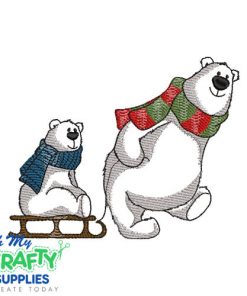 Sleigh Ride Bears 1011 Embroidery Design