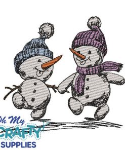 Snowman Friends  Embroidery Design