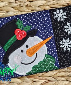 Snowman Mug Rug Embroidery Design